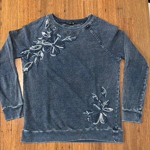 Max Jeans Blue Floral Hoodie Sweatshirt